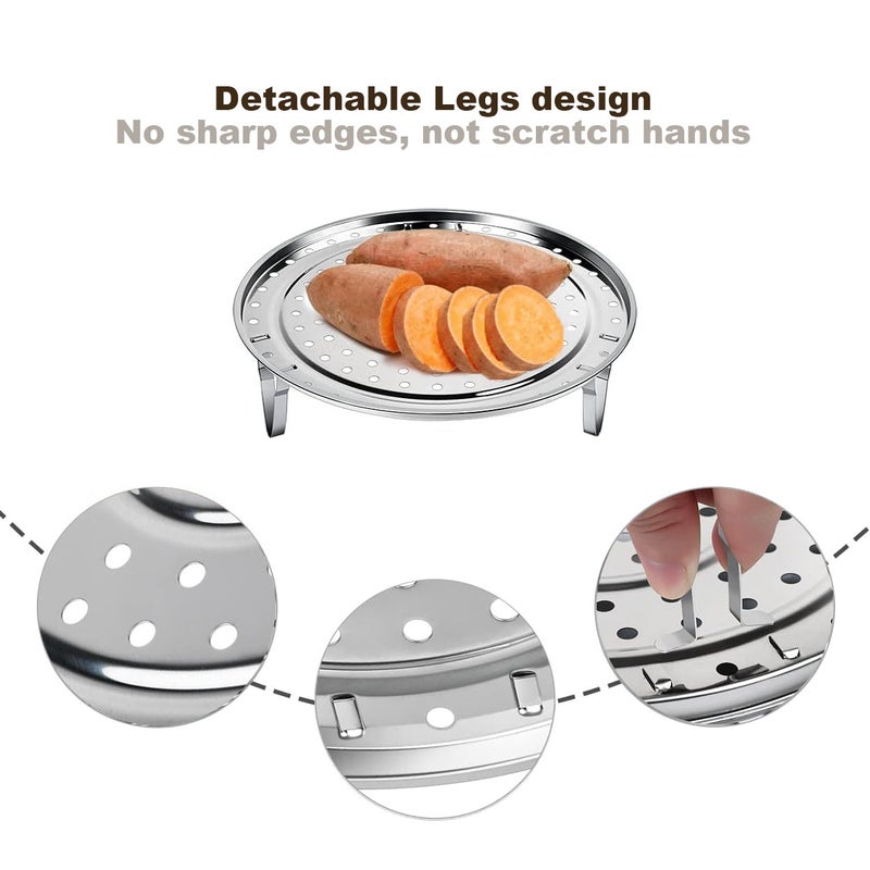 Round Stainless Steamer Rack, 3 Pack Diameter Canner Steaming Rack Stand Cooking Ware Food Vegetable Steam Basket Tray Insert for  Cooker Pot Wok, steamed pan, 7/7.87/8.5 inch - Image 3