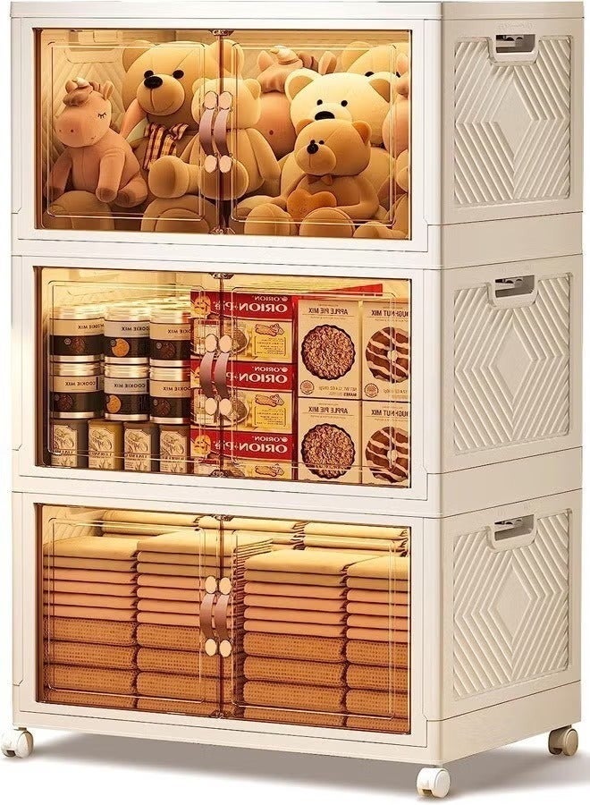 Arabest 3 Tier Kitchen Organization Cabinet 3 Layer Foldable Plastic Storage Drawer, Drawer Unit, Box, Plastic Organizing Cupboard Extra Large - Image 3
