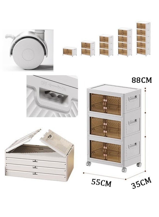 Arabest 3 Tier Kitchen Organization Cabinet 3 Layer Foldable Plastic Storage Drawer, Drawer Unit, Box, Plastic Organizing Cupboard Extra Large - Image 5