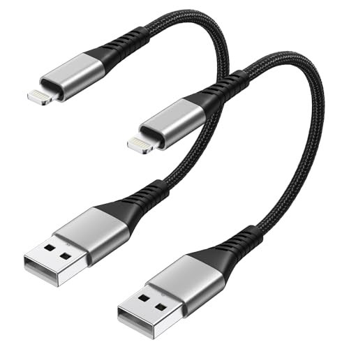 Umefly 6 inch Short iPhone Charger Cord, 2 Pack 0.5ft USB A to Lightning Cable iPhone Charger Fast Charging for Charging Stations, iPhone 14 13 12 11 Pro Max - Image 1