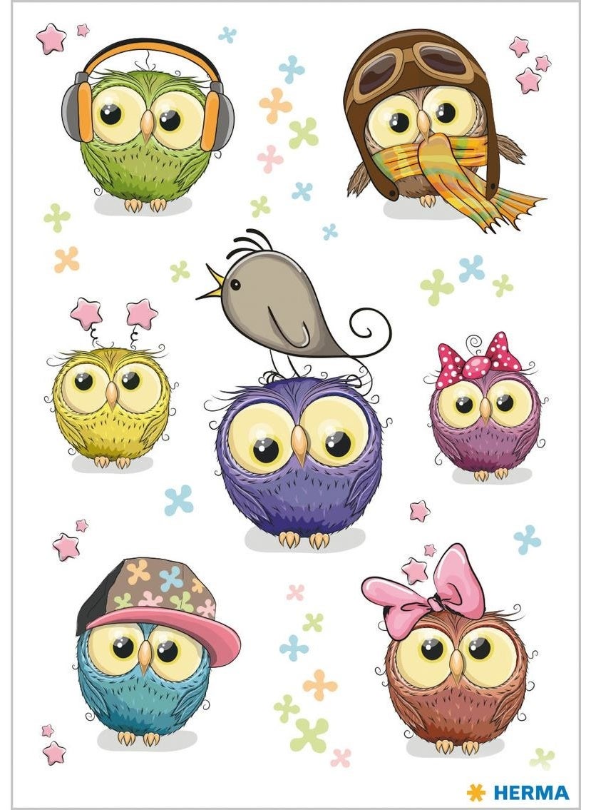 Herma Magic Label Transpuffy Cute Owls  - Image 2