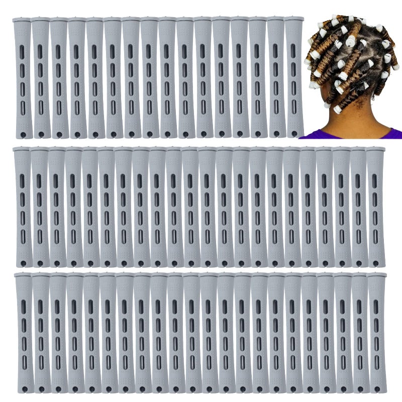 Perm Rods60 pcs Hair Rollers for Natural Hair Long Short Styling Tool Curlers Small Size 059 inch Gray Color