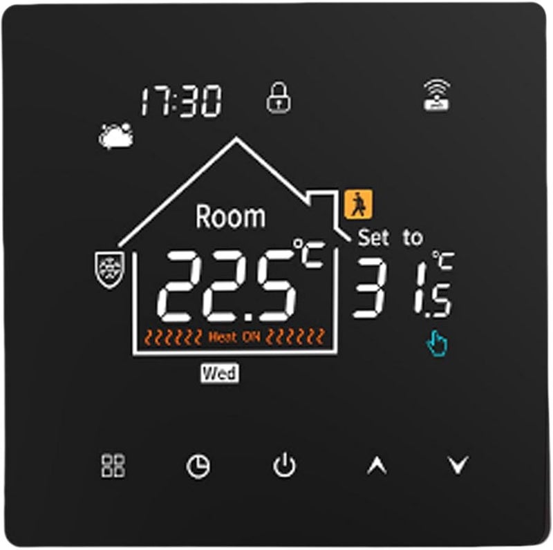 FTVOGUE منظم حرارة قابل للبرمجة لمدة 7 أيام شاشة رقمية تعمل باللمس شاشة LCD ملونة ذاكرة بيانات تصميم عادي - Image 2