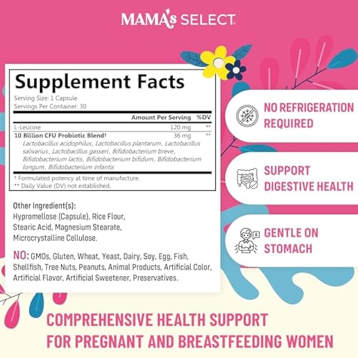 Mama's Select Prenatal Probiotics for Pregnant Women – Pregnancy, Postnatal & Postpartum Support – Aids Lactation, Breastfeeding, Digestion, Morning Sickness, Baby Microbiome – 30 Capsules - Image 2