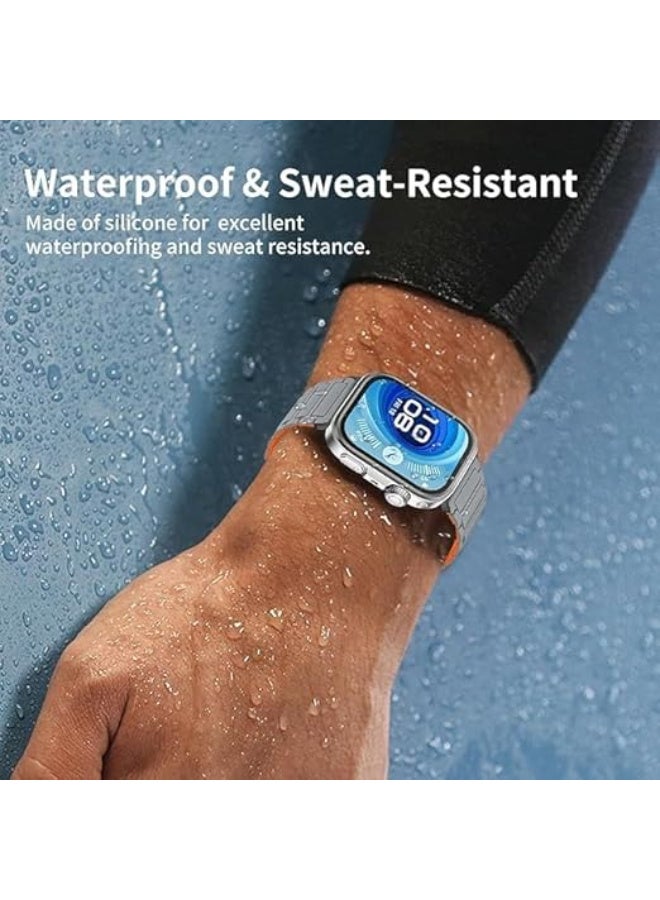 Magnetic Strap for Huawei Watch Fit 4 Pro/Fit4/Fit 3 Replacement Straps Strong Silicone, Easy to Wear, Waterproof, Sporty, Daily Wear Watchbands for Men and Women (Gray | Orange) - Image 4