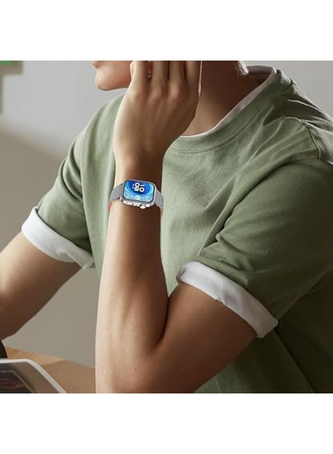 Magnetic Strap for Huawei Watch Fit 4 Pro/Fit4/Fit 3 Replacement Straps Strong Silicone, Easy to Wear, Waterproof, Sporty, Daily Wear Watchbands for Men and Women (Gray | Orange) - Image 3