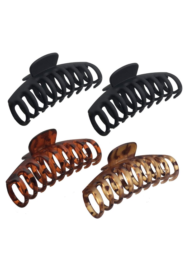 OWIIZI OWIIZI Large Hair Claw Clips for Women 4.3" Matte Leopard Jumbo Hair Clips Non-Slip Ponytail Barrette Strong Hold Claw Clips for Girls Long Thick Hair (4Packs) - Image 1