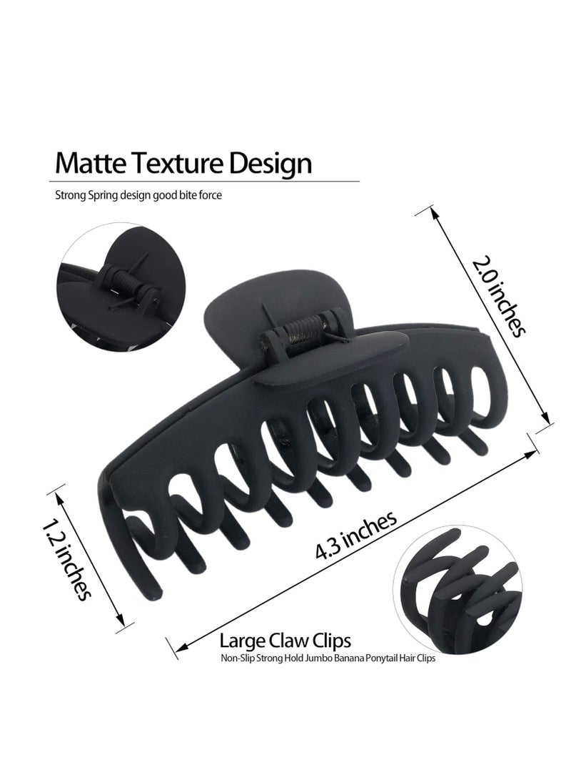 OWIIZI OWIIZI Large Hair Claw Clips for Women 4.3" Matte Leopard Jumbo Hair Clips Non-Slip Ponytail Barrette Strong Hold Claw Clips for Girls Long Thick Hair (4Packs) - Image 2