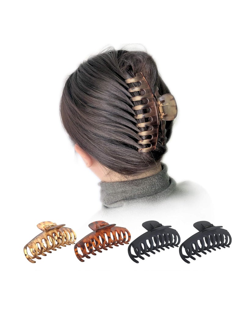 OWIIZI OWIIZI Large Hair Claw Clips for Women 4.3" Matte Leopard Jumbo Hair Clips Non-Slip Ponytail Barrette Strong Hold Claw Clips for Girls Long Thick Hair (4Packs) - Image 4