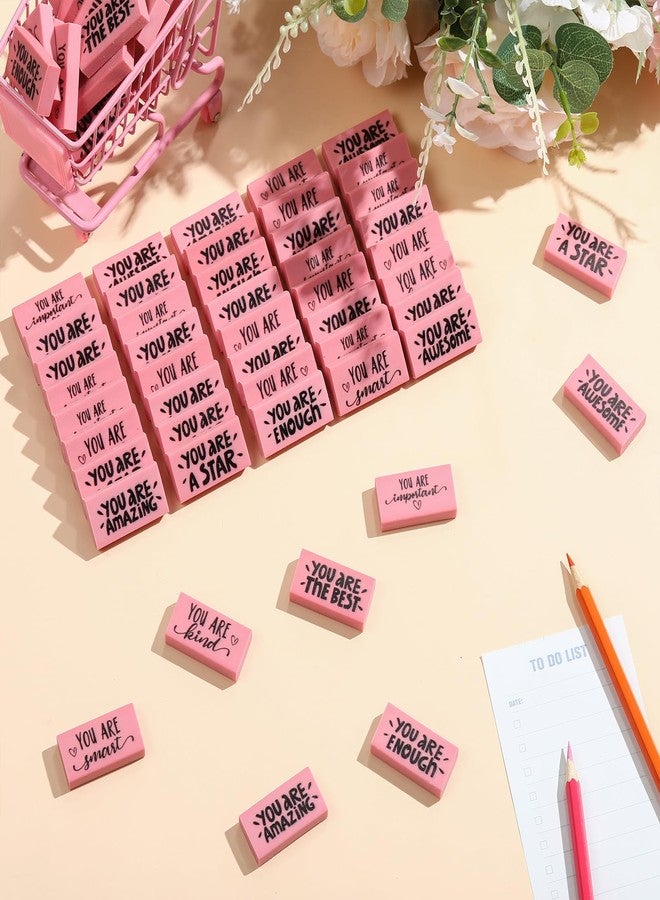 PerKoop 50 Pcs Inspirational Pink Erasers Bulk Small Motivational Pencil Erasers for Kids You are Awesome Gifts for Students Teachers Classroom School Office Stationery Supplies - Image 3