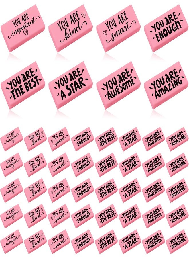 PerKoop 50 Pcs Inspirational Pink Erasers Bulk Small Motivational Pencil Erasers for Kids You are Awesome Gifts for Students Teachers Classroom School Office Stationery Supplies - Image 1