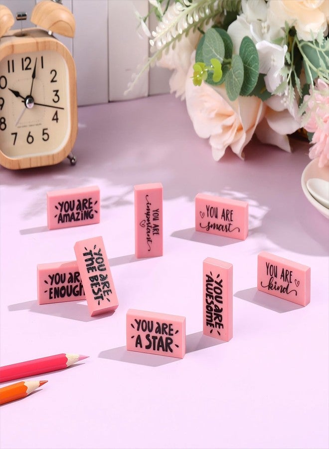 PerKoop 50 Pcs Inspirational Pink Erasers Bulk Small Motivational Pencil Erasers for Kids You are Awesome Gifts for Students Teachers Classroom School Office Stationery Supplies - Image 5