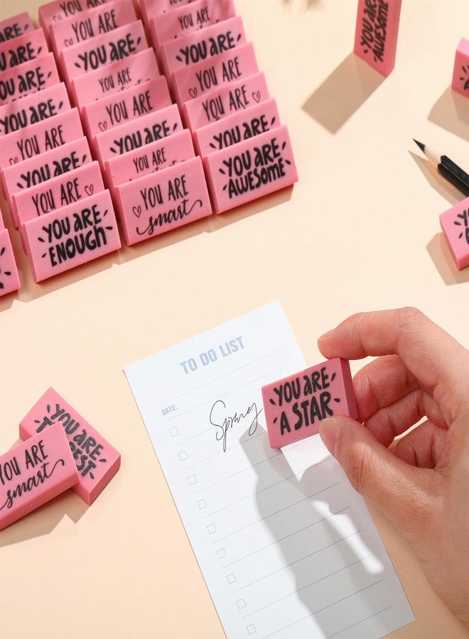 PerKoop 50 Pcs Inspirational Pink Erasers Bulk Small Motivational Pencil Erasers for Kids You are Awesome Gifts for Students Teachers Classroom School Office Stationery Supplies - Image 4