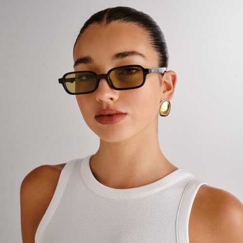 Le Specs Pilferer Sunglasses - Black Olive, Rectangle, Unisex, Contempory 90s Style - Image 2