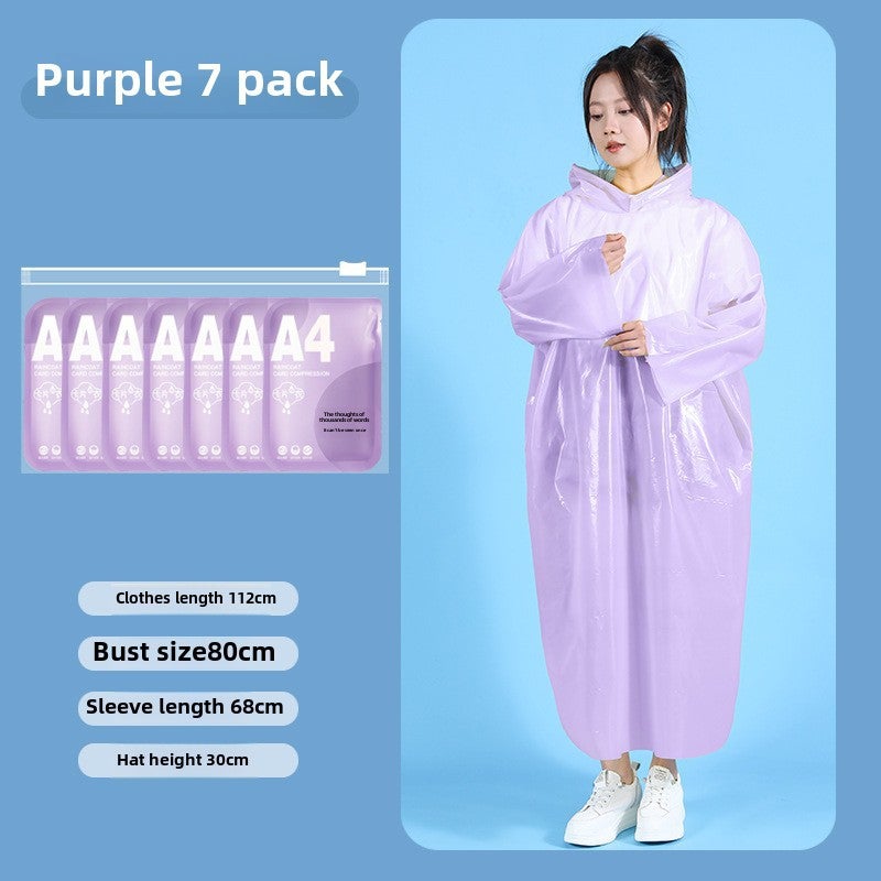 Generic Card Raincoat Hiking Portable Adult Full Body Disposable Raincoat Thickened Long Explosion-Proof Rain Poncho Slightly smoked purple