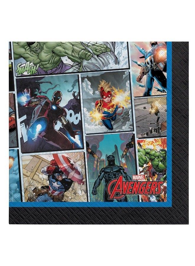 Amscan Marvel Avengers Powers Design Beverage Paper Napkins 5" X 5" ; Multicolor ; Pack Of 16 - Image 2