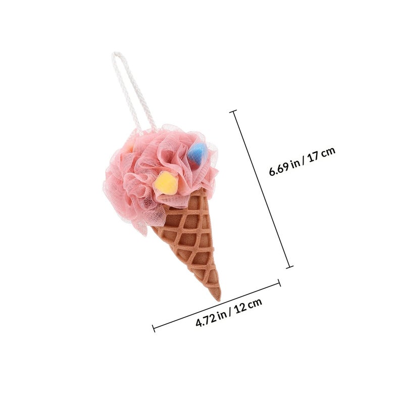 2Pcs Ice Cream Shaped Loofah Sponge Bath Ball White And Pink Body Exfoliation Shower Sponge - Image 3