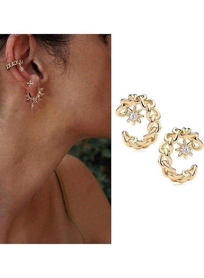 Mevecco Women Ear Cuff Earring Gold Non Pierced Ear Cartilage Clip on Wrap Hoop 14K Gold Filled Tiny Boho Beach Simple Minimalist Delicate Handmade Hypoallergenic Jewelry Gift-Sold as Single/Pair - Image 3