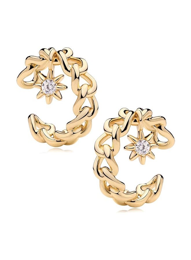 Mevecco Women Ear Cuff Earring Gold Non Pierced Ear Cartilage Clip on Wrap Hoop 14K Gold Filled Tiny Boho Beach Simple Minimalist Delicate Handmade Hypoallergenic Jewelry Gift-Sold as Single/Pair - Image 1