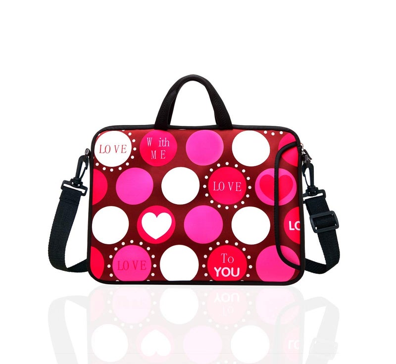 TAIDY 10-Inch Laptop Shoulder Bag Sleeve Case with padded handle for 9.6” 9.7" 10" 10.1" 10.5" Ipad/Netbook/Tablet/Reader (Red Heart) - Image 1