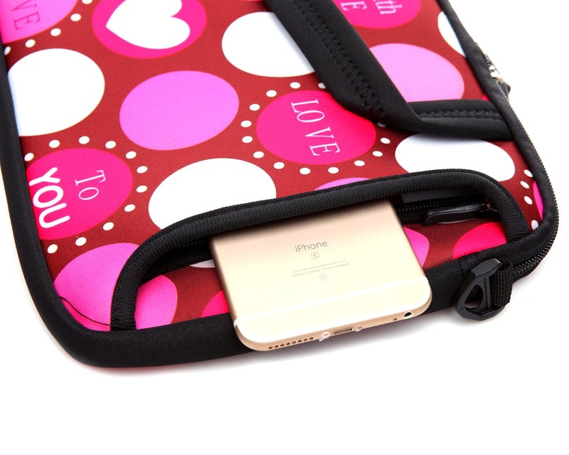TAIDY 10-Inch Laptop Shoulder Bag Sleeve Case with padded handle for 9.6” 9.7" 10" 10.1" 10.5" Ipad/Netbook/Tablet/Reader (Red Heart) - Image 4