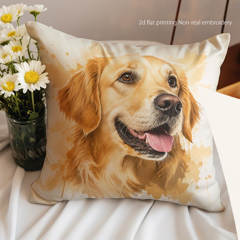 Golden Retriever Print Decorative Throw Pillow Cover Soft Square Cushion Cover for Sofa Bed Living Room - Image 2