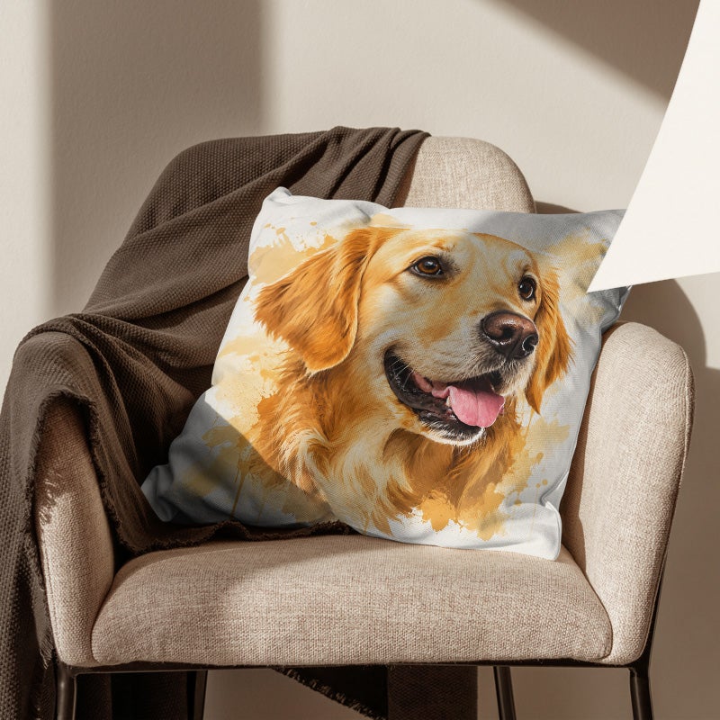 Golden Retriever Print Decorative Throw Pillow Cover Soft Square Cushion Cover for Sofa Bed Living Room - Image 4