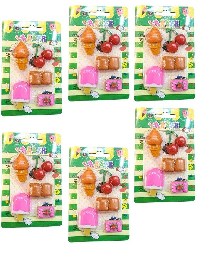 Pack of 6 Bakery Candy Erasers Set |Toy erasers|Candy Theme |Return Gifts for Kids|Party Favors|Total 6 Packs - Image 1
