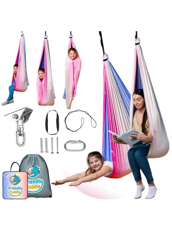 FRIENDLY CUDDLE Indoor Sensory Swing for Kids or Outdoor – Double-Layer, & 360° Swivel, Calming Compression Therapy Swing Hammock for Kids & Adults with All Hardware – Sensory-Motor Toys & Gifts - Image 1