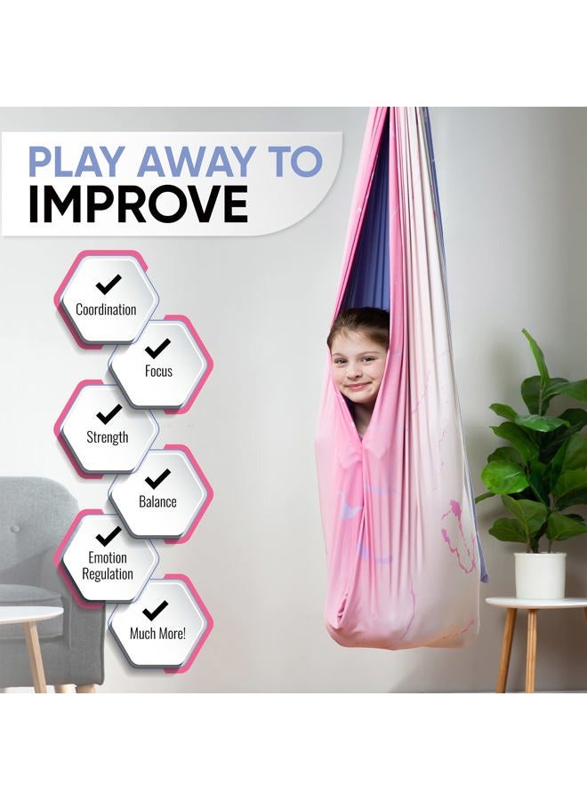 FRIENDLY CUDDLE Indoor Sensory Swing for Kids or Outdoor – Double-Layer, & 360° Swivel, Calming Compression Therapy Swing Hammock for Kids & Adults with All Hardware – Sensory-Motor Toys & Gifts - Image 2