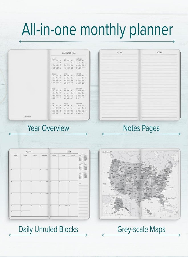 Harbor Large Monthly Planner 2025-2026, Calendar Planner and Notebook, Durable Faux Leather, 14 Months, 96 Pages, Softcover & Lightweight - Cambridge Flamingo - 9.75x7.5" - Image 3