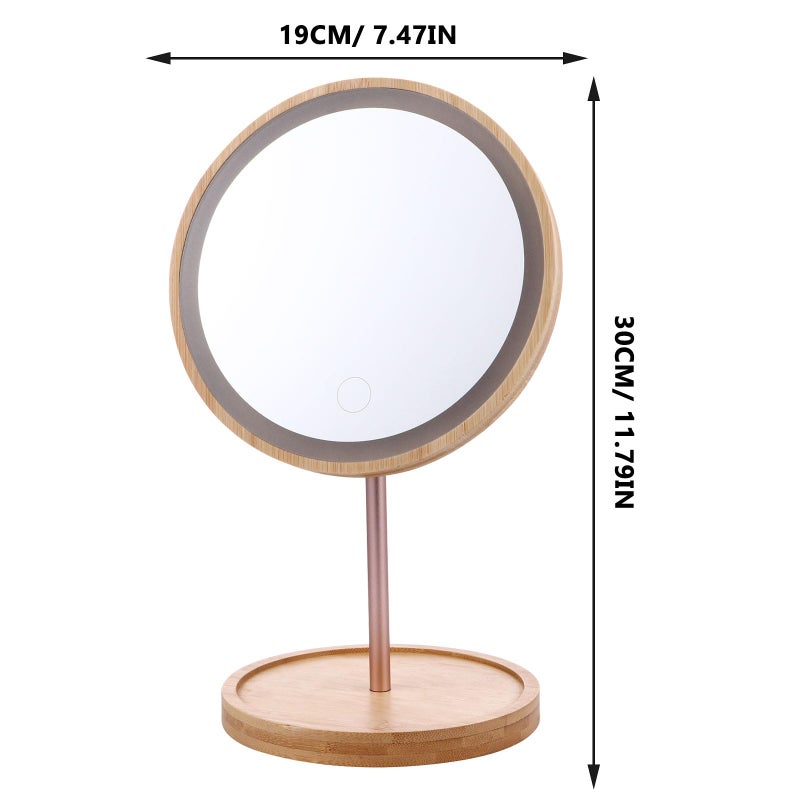 LED Lighted Vanity Mirror with Swivel Base and Wooden Frame for Dressing Table Random Color - Image 3