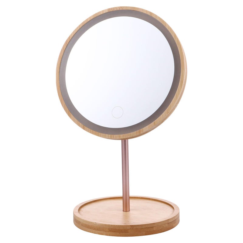 LED Lighted Vanity Mirror with Swivel Base and Wooden Frame for Dressing Table Random Color - Image 2