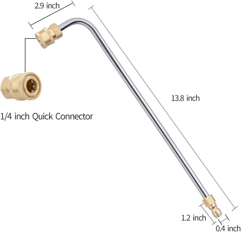 Sooprinse Washer Gutter Cleaner Attachment,Pressure Washer Gutter Rod for Lance/Wand 1/4 Inch Quick Connect,90 Degrees Curved Rod (14 inch) - Image 3