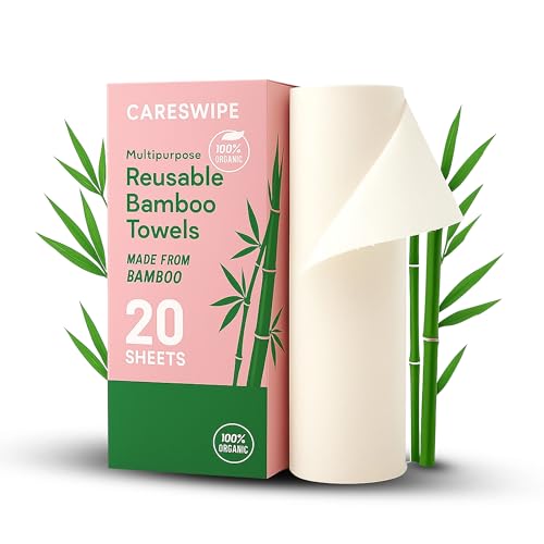 Careswipe Reusable Kitchen Towel Roll | 20 Sheets Washable Bamboo Fibre Kitchen Towel High Absorbent Multipurpose Cleaning Cloth Alternative to Kitchen Tissue Paper for Daily Use - Image 1