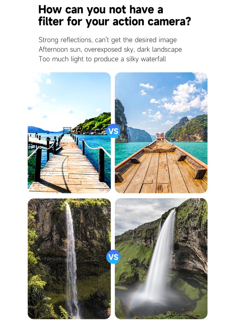 TELESIN - Osmo Action 5 Pro ND Filter Set for DJI Osmo Action 5 Pro, 4 Pack ND8 ND16 ND32 CPL Neutral Density Filter Kit Accessories, Multi Coated HD Optical - Image 1
