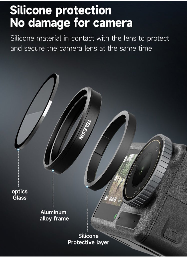 TELESIN - Osmo Action 5 Pro ND Filter Set for DJI Osmo Action 5 Pro, 4 Pack ND8 ND16 ND32 CPL Neutral Density Filter Kit Accessories, Multi Coated HD Optical - Image 1