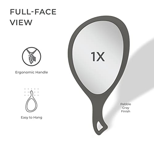 Zadro Large Hand Mirror with Handle Salon Mirrors for Hair Stylist, Big Handheld Mirror Makeup Mirror Wall Mounted Hang (1, Pebble Gray, Medium: 15" x 8") - Image 3