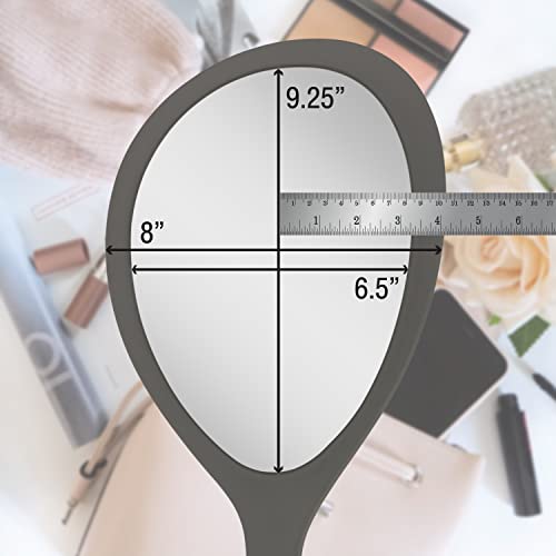 Zadro Large Hand Mirror with Handle Salon Mirrors for Hair Stylist, Big Handheld Mirror Makeup Mirror Wall Mounted Hang (1, Pebble Gray, Medium: 15" x 8") - Image 2