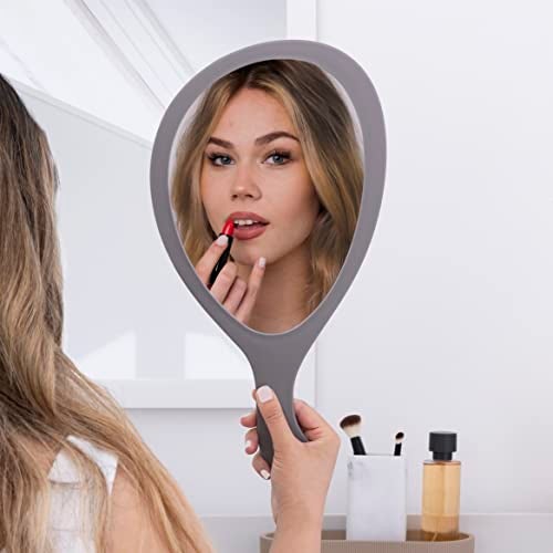 Zadro Large Hand Mirror with Handle Salon Mirrors for Hair Stylist, Big Handheld Mirror Makeup Mirror Wall Mounted Hang (1, Pebble Gray, Medium: 15" x 8") - Image 5