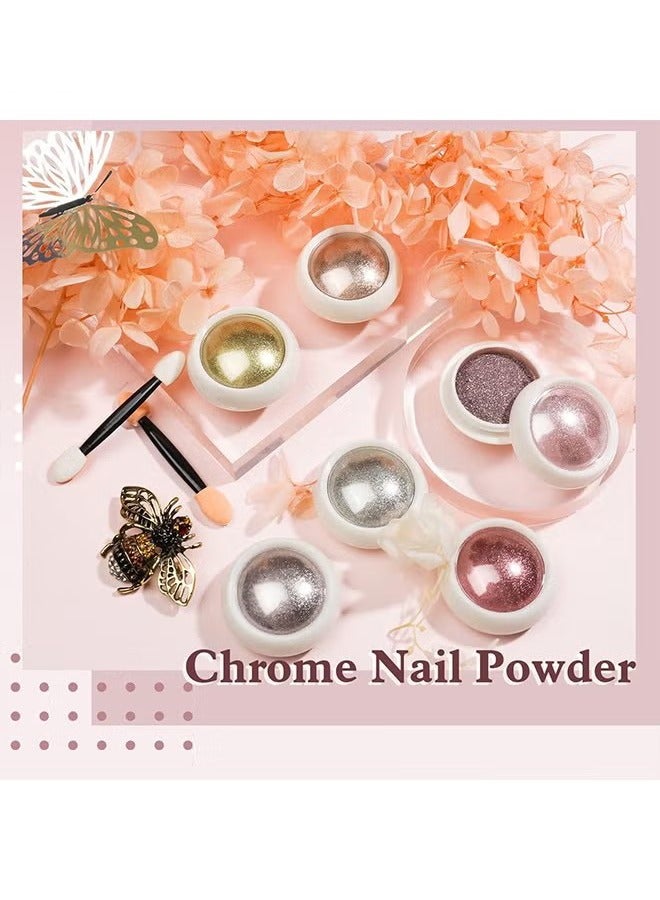 6 ألوان طلاء أظافر الذهب الوردي ، تأثير مرآة الصباغ الكروم ، مسحوق تلميع الأظافر DIY - زخرفة فن الأظافر - Image 4