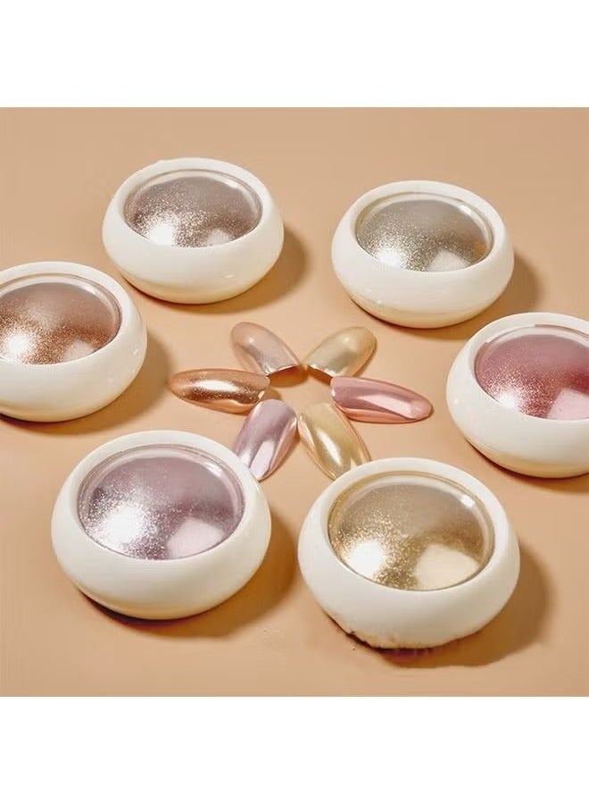 6 ألوان طلاء أظافر الذهب الوردي ، تأثير مرآة الصباغ الكروم ، مسحوق تلميع الأظافر DIY - زخرفة فن الأظافر - Image 5