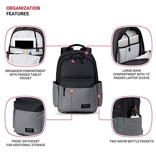 SwissGear 2789 Laptop Backpack, Grey/Black, 17.75-Inch - Image 3