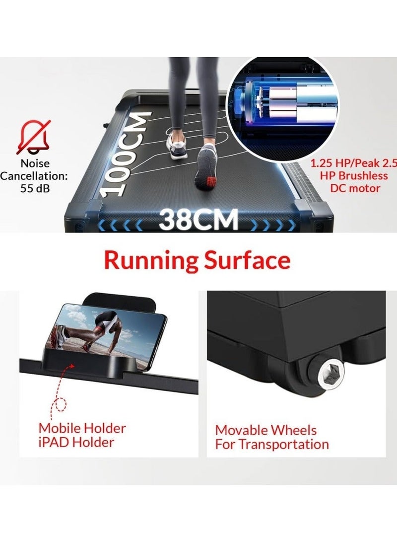RUIYADA 2 in 1 Walking Pad, Foldable Treadmills with Handle Bar, 2.5HP Portable Folding Treadmill with Remote Control, Under Desk for Home Office, Small Treadmill - Image 5