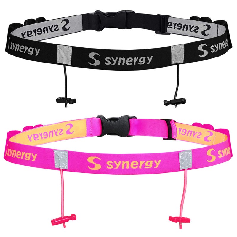 SYNERGY حزام رقم يوم السباق من سينيرجي للجري/الترياتلون 2-Pack (أسود/وردي 2-Pack) - Image 1