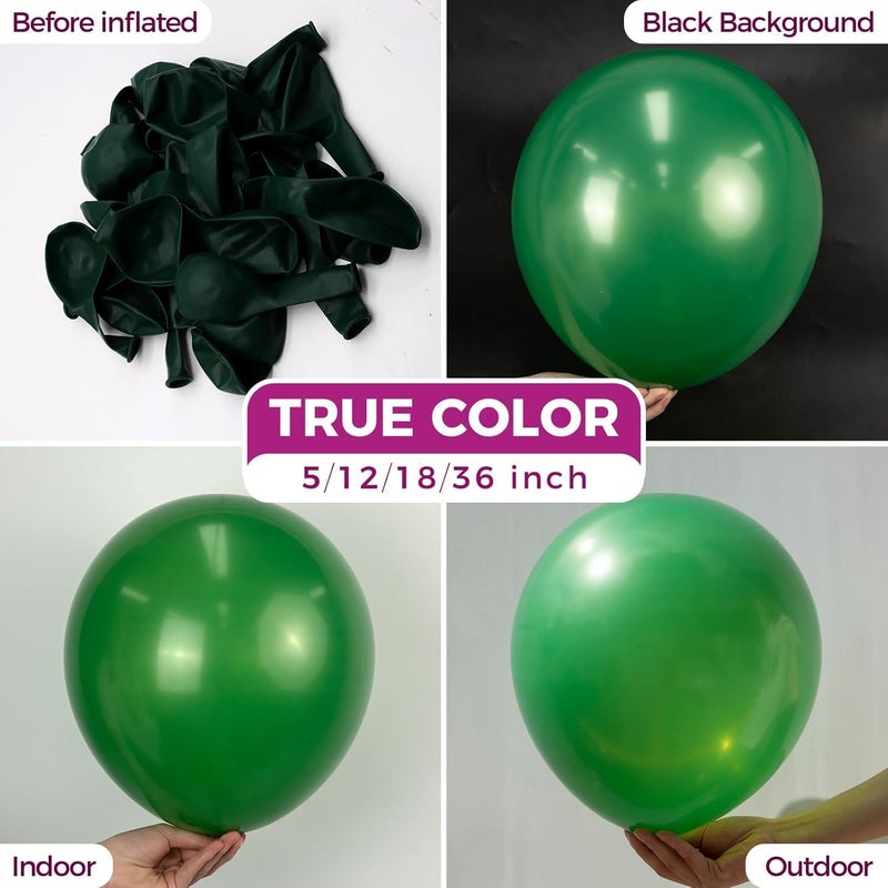 Bezente Green Balloons Latex Party Balloons - 100 Pack 12 inch Round Helium Balloons for Dark Green Themed Wedding Graduation Anniversary Birthday Party Backdrop Decorations - Image 2