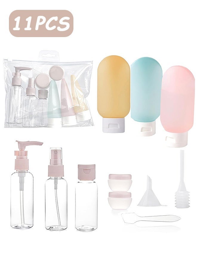 11 عبوة من زجاجات السفر لمستحضرات التجميل المقاومة للتسرب من السيليكون وقابلة للعصر، عبوات بحجم مناسب للسفر لشامبو وبلسم وغسول الجسم - Image 1