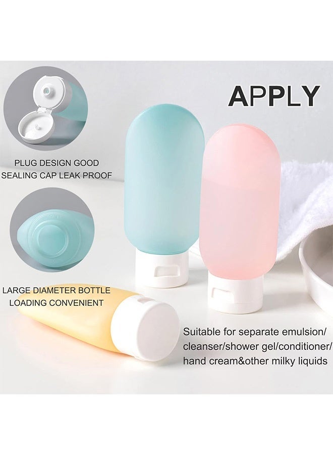 11 عبوة من زجاجات السفر لمستحضرات التجميل المقاومة للتسرب من السيليكون وقابلة للعصر، عبوات بحجم مناسب للسفر لشامبو وبلسم وغسول الجسم - Image 5
