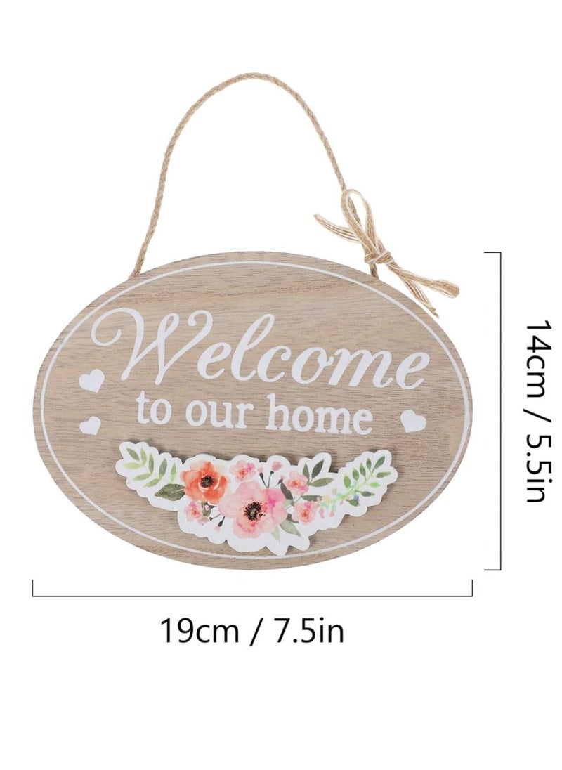 Y&D Welcome Plaque Wooden String Hanging Door Tag to Our Home Rustic Farmhouse Sign Decoration for House 19X14cm  - Image 2