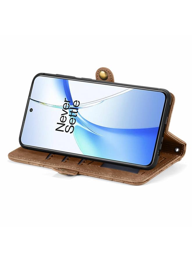 اس-توب جراب لهاتف OnePlus Nord CE 4 بتصميم هندسي وسحاب ومشبك جانبي من الجلد - Image 4